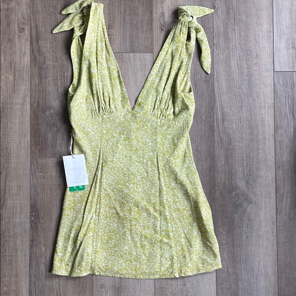 Lime Green Floral Sleeveless Dress